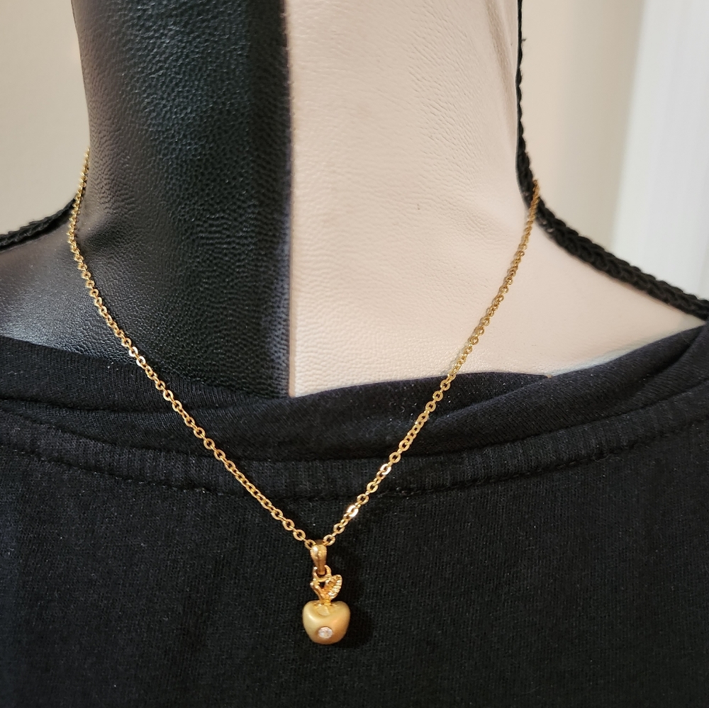 Goldtone Apple Charm Necklace